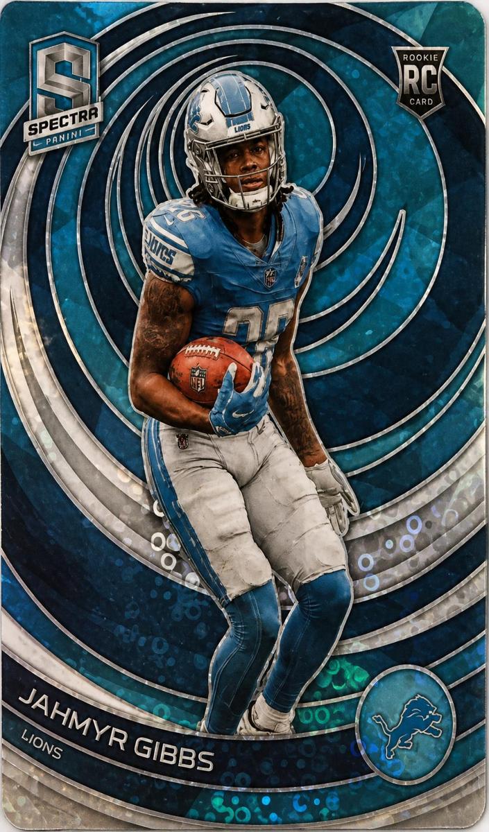 2023 Panini Spectra Football Neon Blue Die Cut Jahmyr Gibbs #119