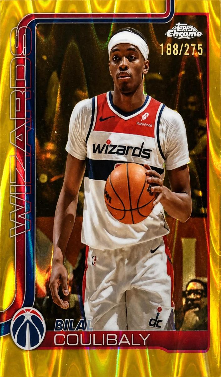 2025 Topps Chrome Basketball RayWave Yellow Refractor Bilal Coulibaly #208 PSA 10