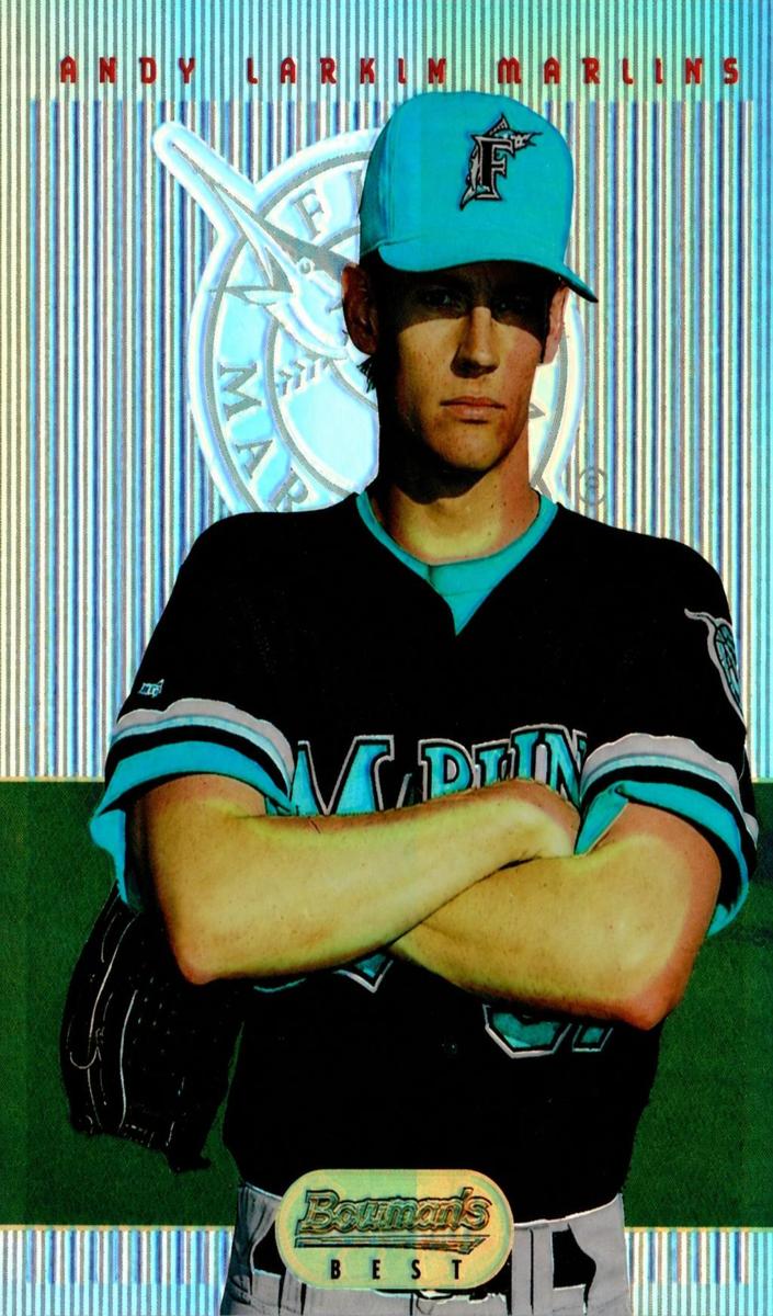 1995 Bowman's Best Baseball Blue Refractor Andy Larkin #B9