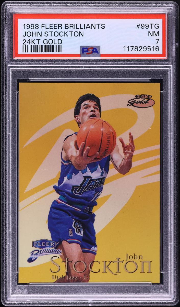 1998 Fleer Brilliants Basketball 24kt Gold John Stockton #99 PSA 7