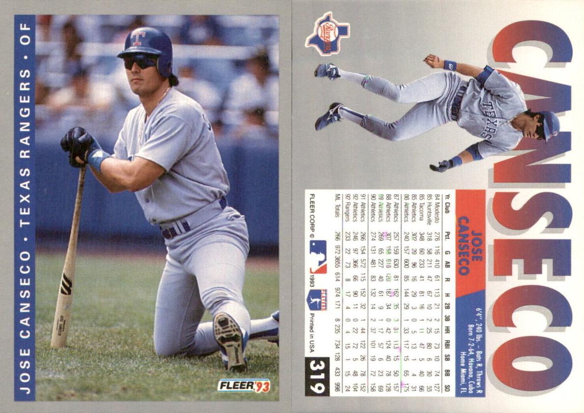 1993 Fleer Baseball Jose Canseco #319 PSA 10