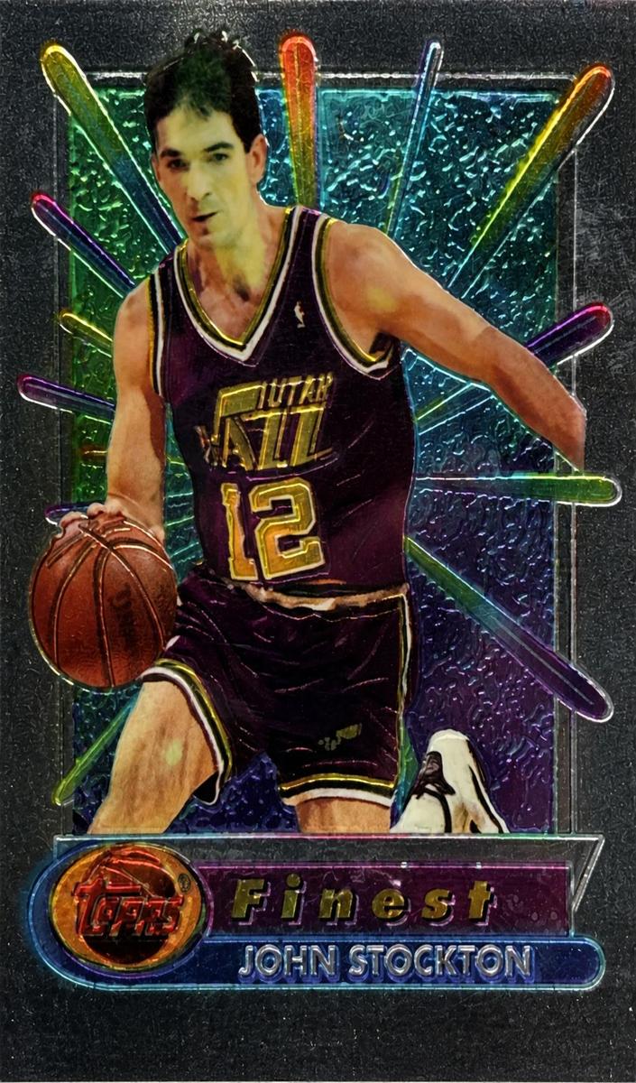 1994 Topps Finest Basketball Refractor John Stockton #150 PSA 9