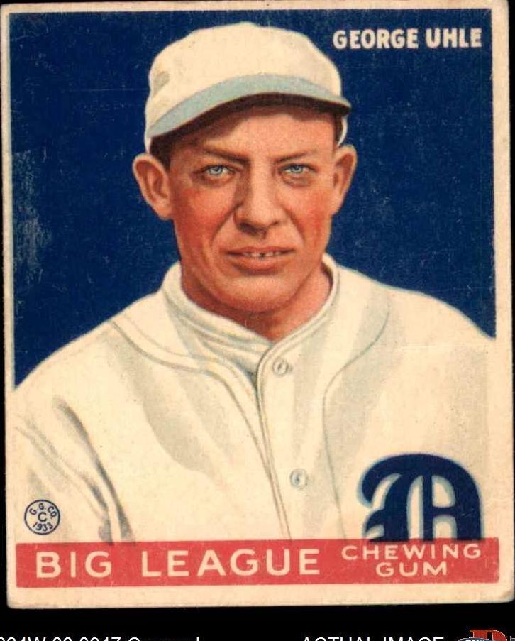 1934 World Wide Gum Baseball George Uhle #22