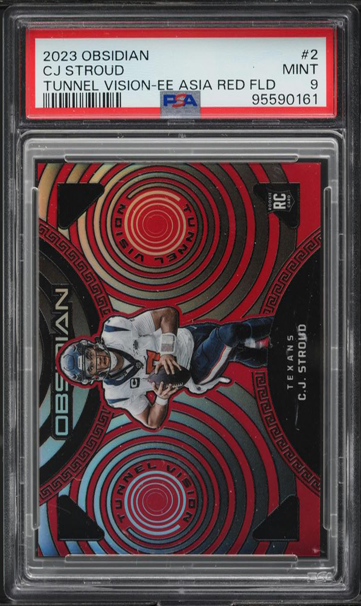 2023 Panini Obsidian Football Asia Electric Etch Red Flood C.J. Stroud #2 PSA 9