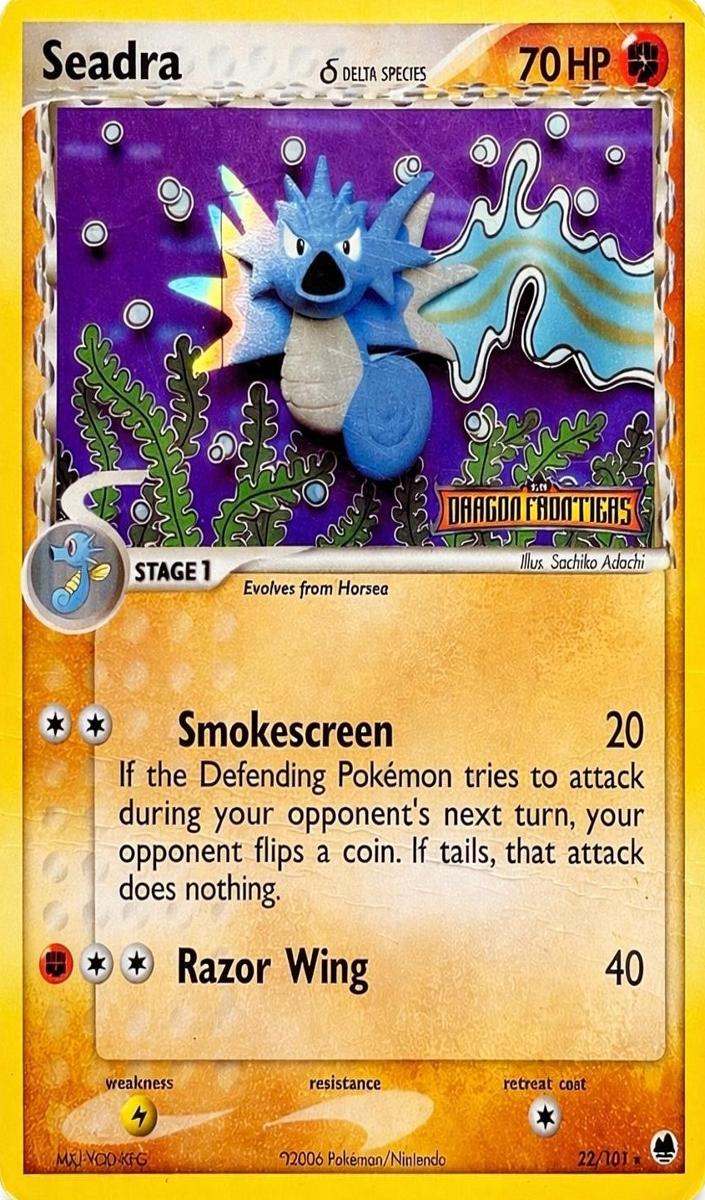 2006 Pokemon EX Dragon Frontiers Reverse Holo Seadra #22 PSA 4