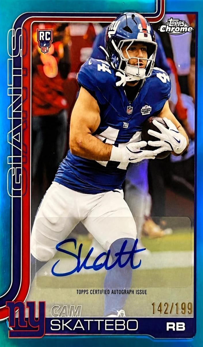 2025 Topps Chrome Football Aqua Refractor Cam Skattebo #RA-CS