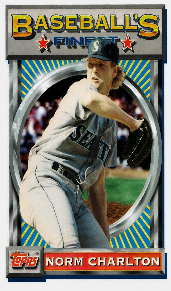 1993 Topps Finest Baseball Refractor Norm Charlton #178 PSA 9