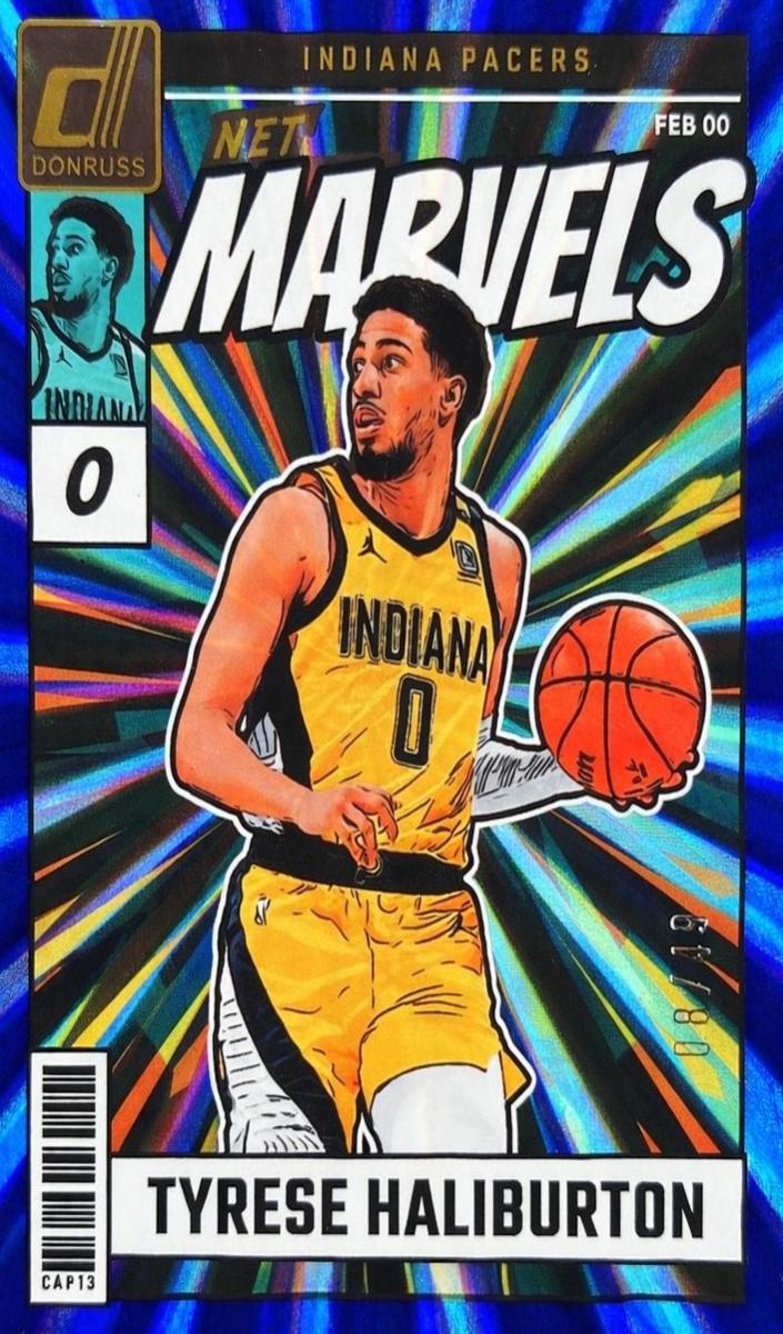 2024 Panini Donruss Basketball Holo Blue Laser Tyrese Haliburton #10