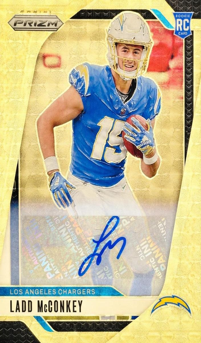 2024 Panini Prizm Football Gold Vinyl Ladd McConkey #365 PSA 10