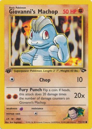 2000 Pokemon Gym Challenge 1st Edition Giovanni's Machop #72 PSA 9