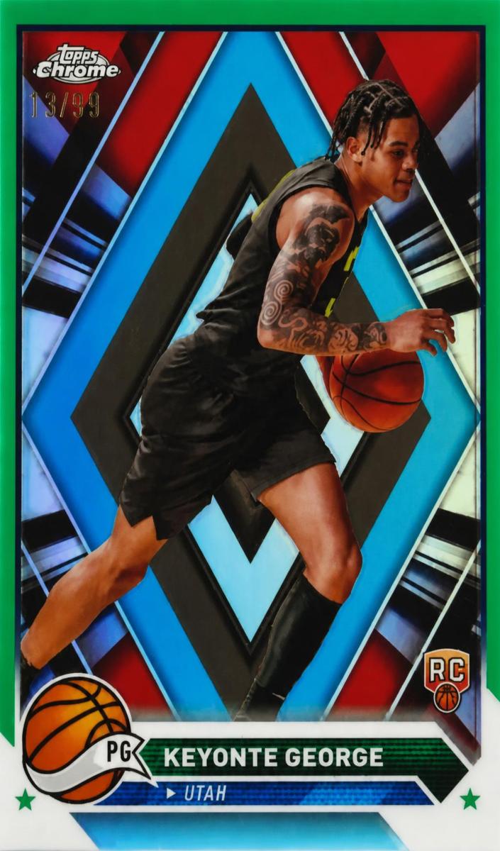 2023 Topps Chrome Basketball Green Refractor Keyonte George #153 PSA 9