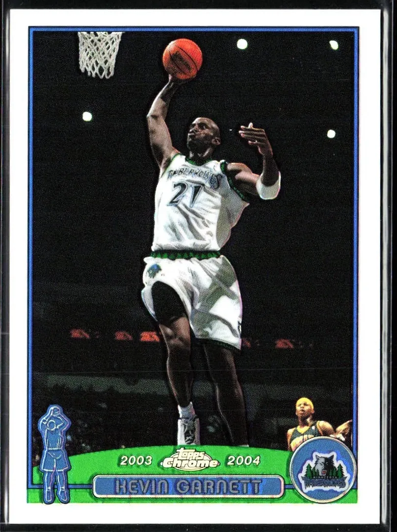 2003 Topps Chrome Basketball Refractor Kevin Garnett #100 PSA 8