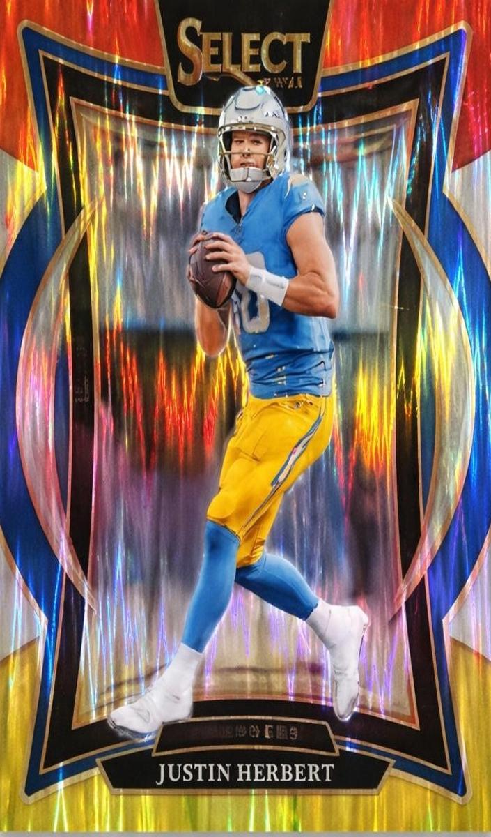 2024 Panini Select Football Red and Yellow Shock Justin Herbert #41