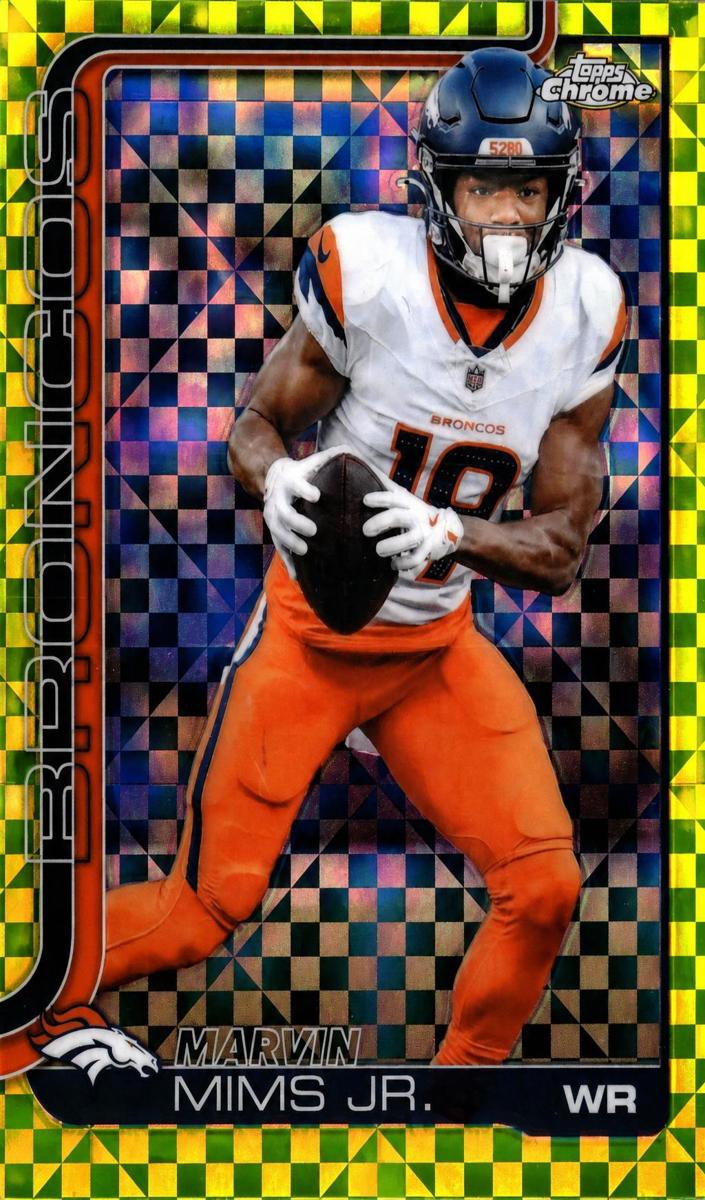 2025 Topps Chrome Football Lime Green X-Fractor Marvin Mims Jr. #87