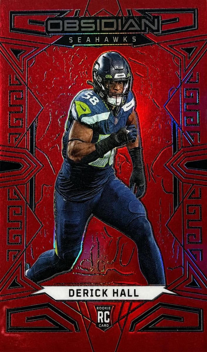 2023 Panini Obsidian Football Asia Electric Etch Red Flood Derick Hall #187