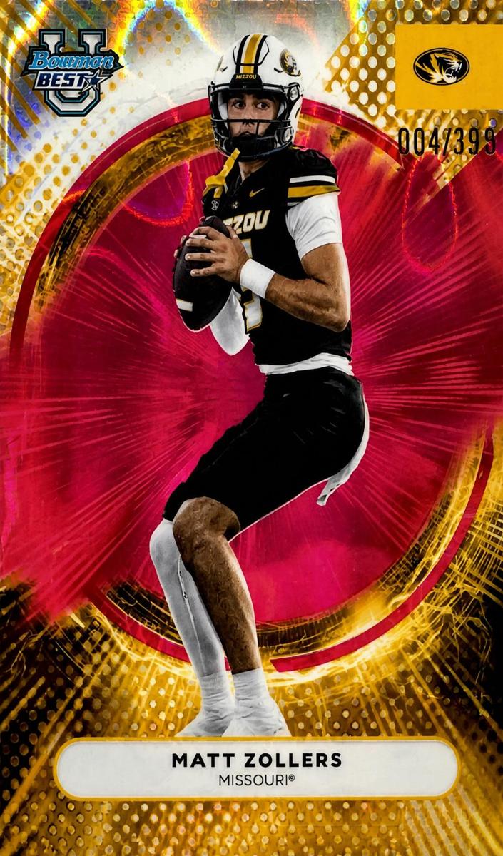 2025 Bowman Best University Football Pink Lava Refractor Matt Zollers #11