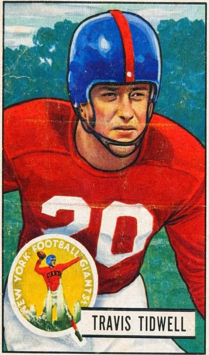 1951 Bowman Football Travis Tidwell #19 PSA 8