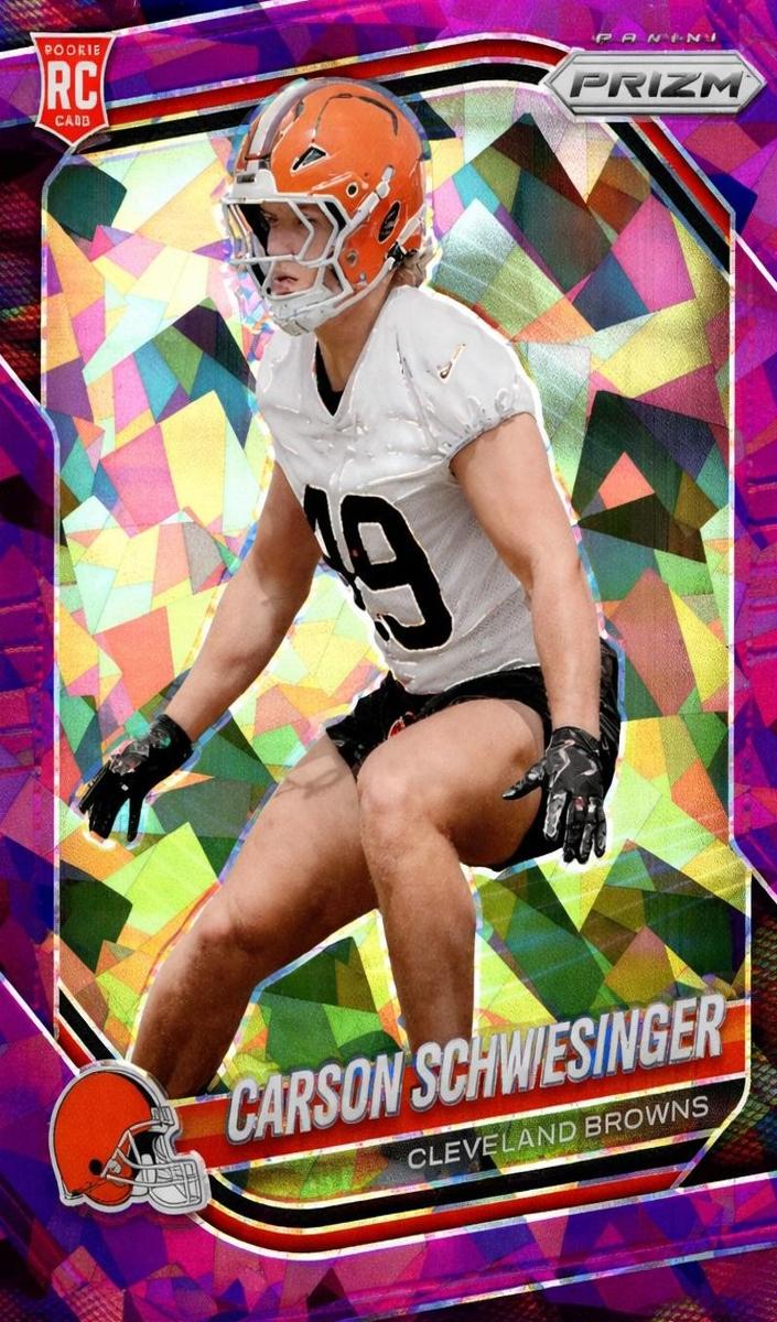 2025 Panini Prizm Football Purple Ice Carson Schwesinger #384 PSA 9