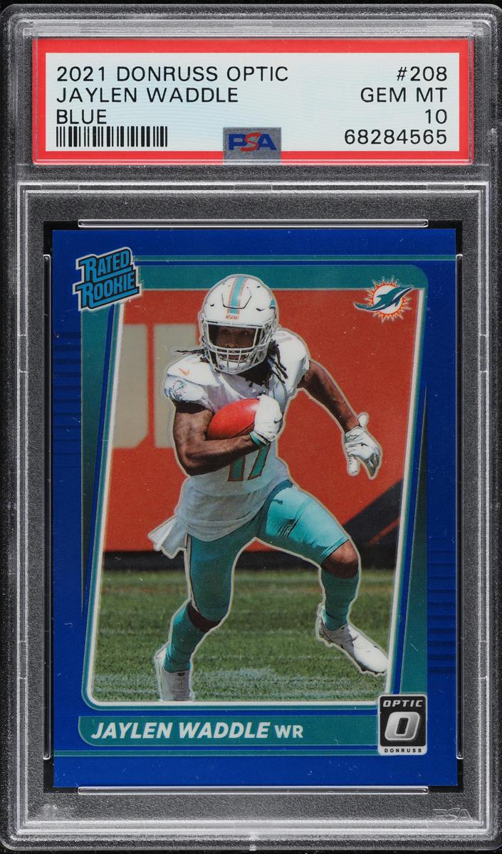 2021 Donruss Optic Football Blue Jaylen Waddle #208 PSA 9