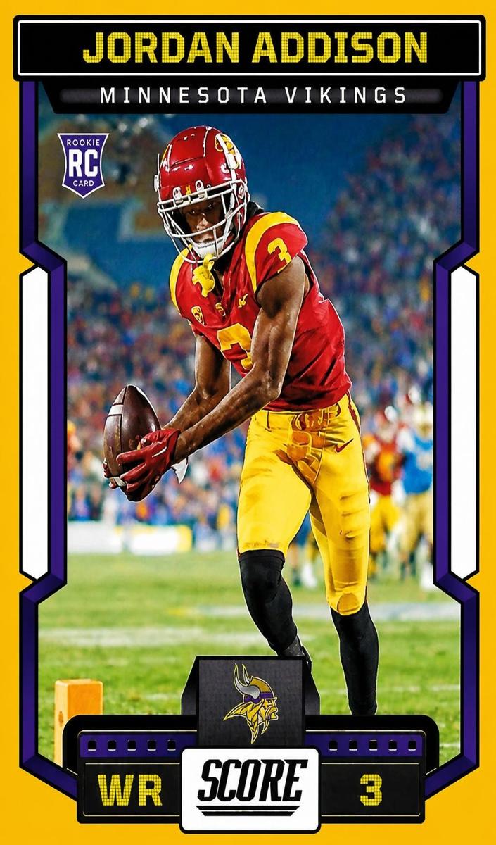 2023 Panini Score Football Gold Jordan Addison #346 PSA 9