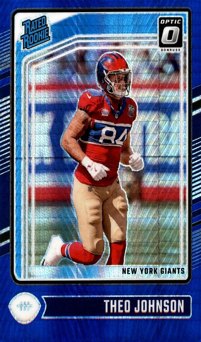 2024 Donruss Optic Football Blue Hyper Theo Johnson #291 PSA 8