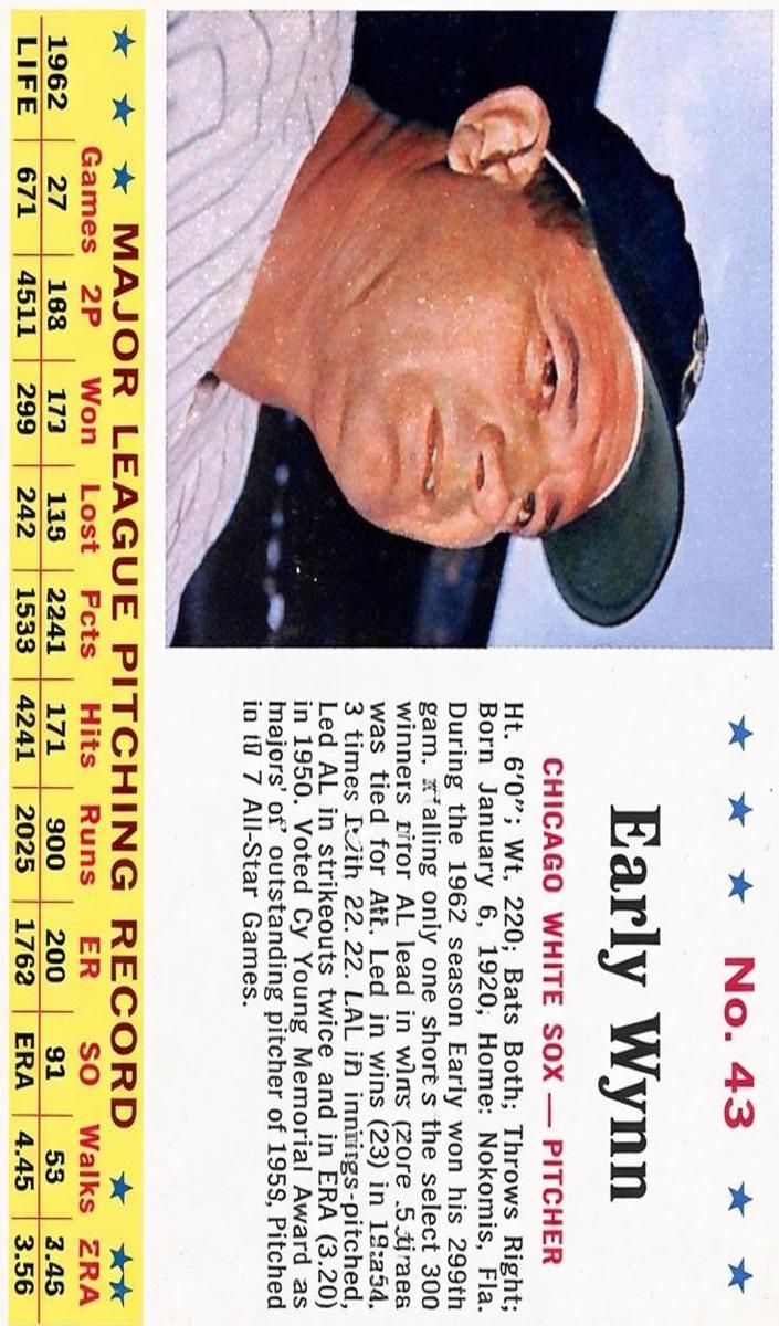 1963 Jell-O Baseball Early Wynn #43 PSA 1