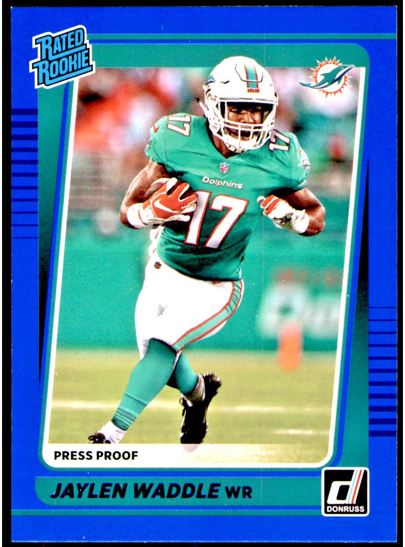 2021 Panini Donruss Football Press Proof Blue Jaylen Waddle #263 PSA 8.5