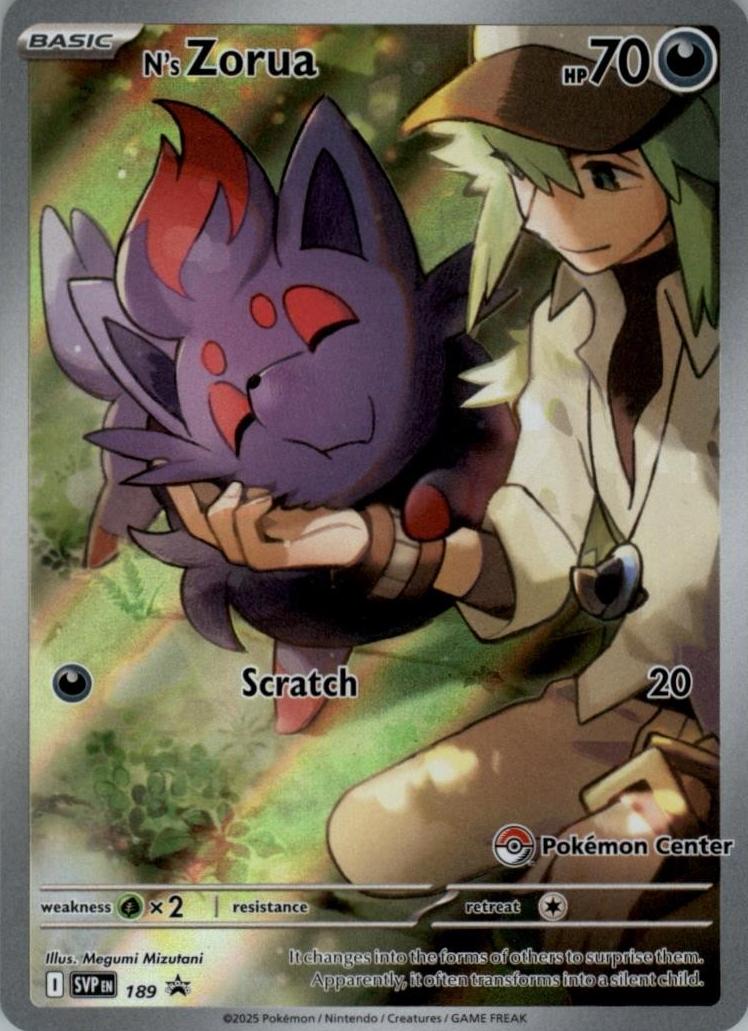 2025 Pokemon Scarlet & Violet Black Star Promos Pokemon Center N's Zorua #189 BGS 9
