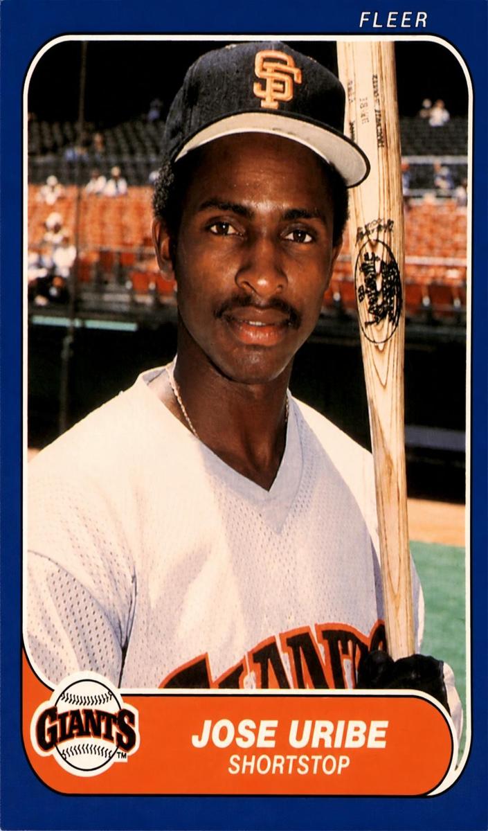 1986 Fleer Baseball Jose Uribe #552 PSA 8