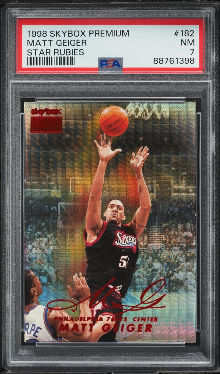 1998 Skybox Premium Basketball Star Rubies Matt Geiger #182 PSA 7