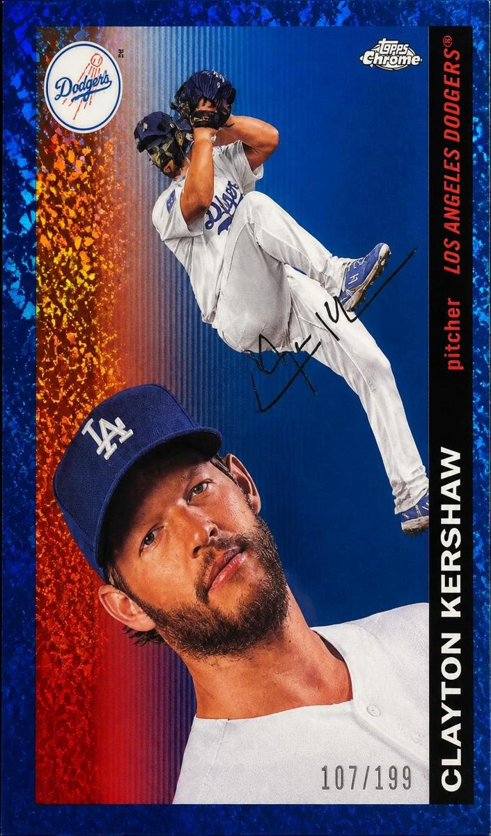 2025 Topps Chrome Platinum Baseball Blue Mini-Diamond Refractor Clayton Kershaw #27