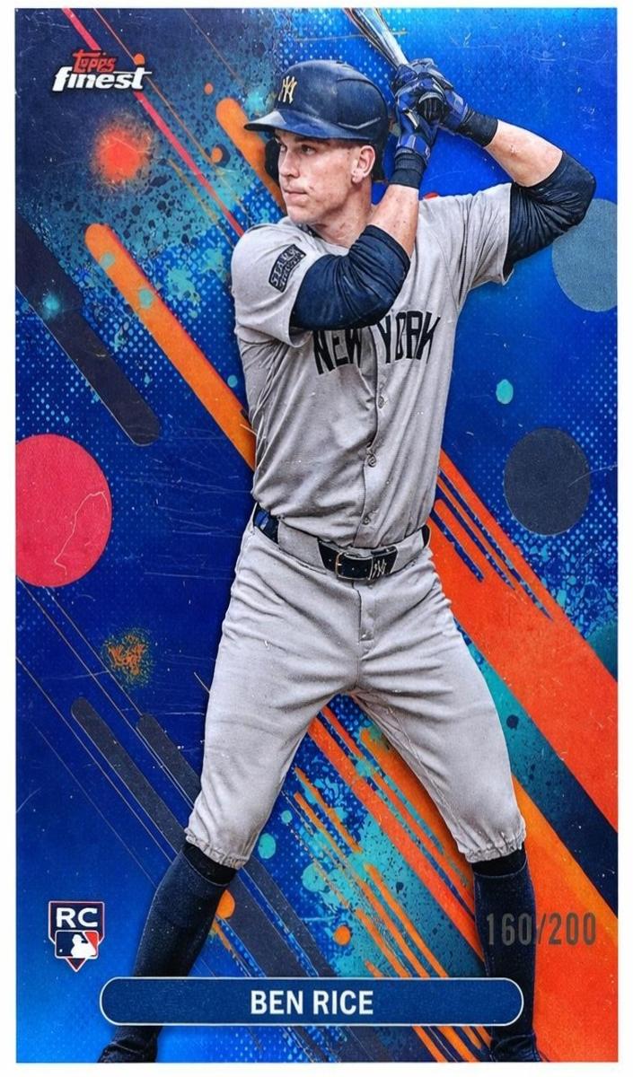 2025 Topps Finest Baseball Blue Refractor Ben Rice #48 PSA 8