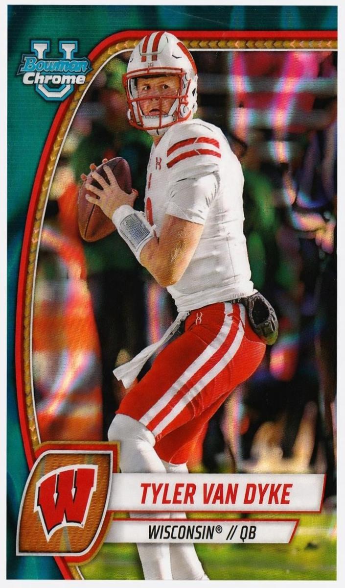2024 Bowman Chrome University Football Teal Lava Refractor Tyler Van Dyke #180