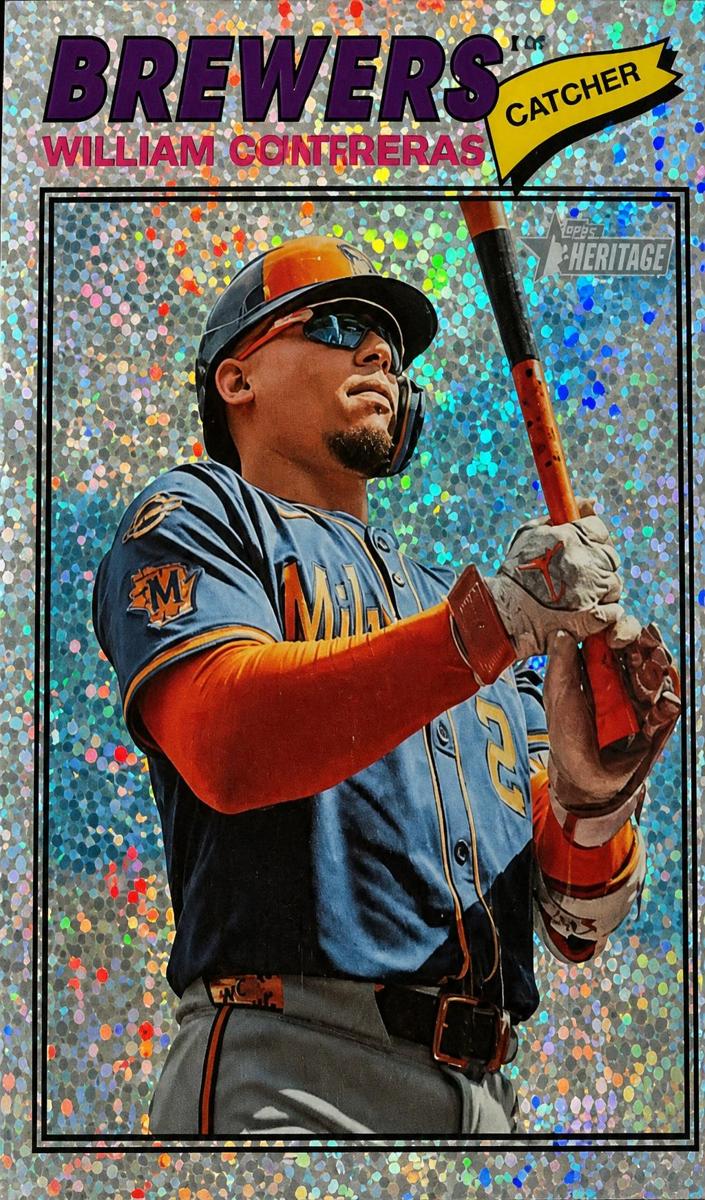 2026 Topps Heritage Baseball Silver Sparkle Refractor William Contreras #214