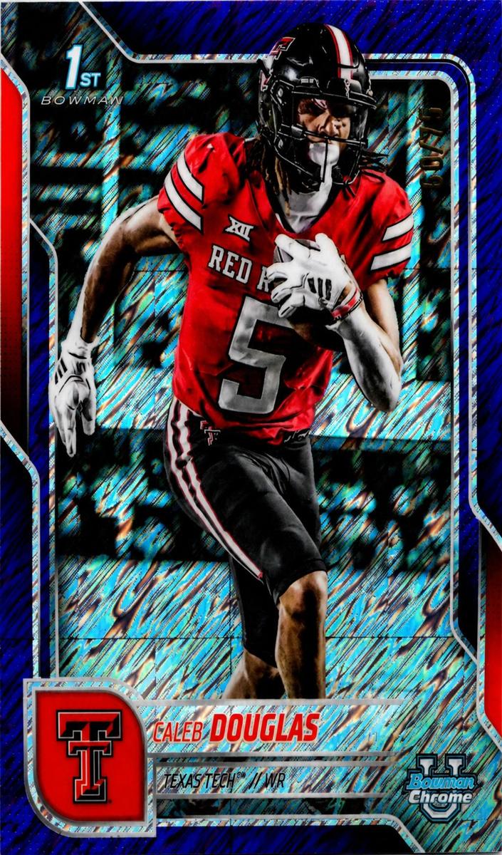 2025 Bowman Chrome University Football Purple Shimmer Refractor Caleb Douglas #74
