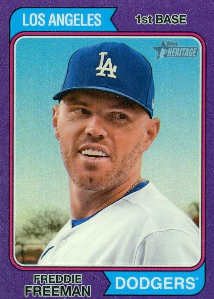 2023 Topps Heritage Baseball Purple Hot Box Refractor Freddie Freeman #377
