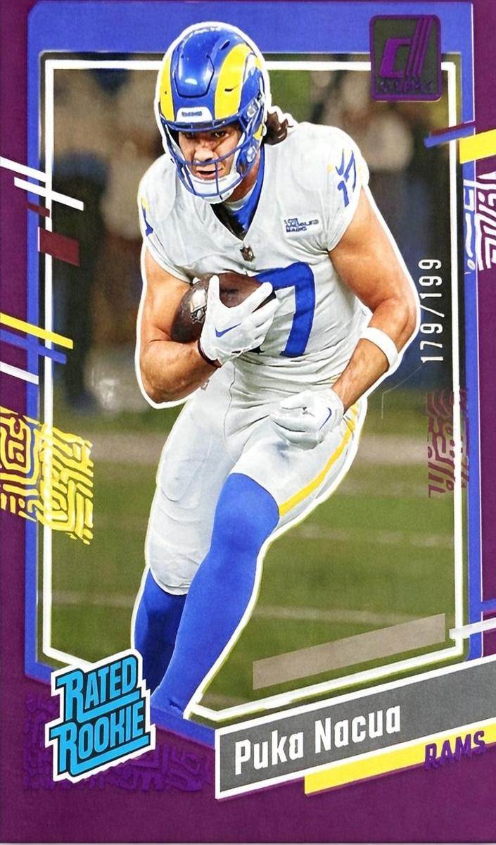 2023 Panini Clearly Donruss Football Purple Puka Nacua #96 PSA 9