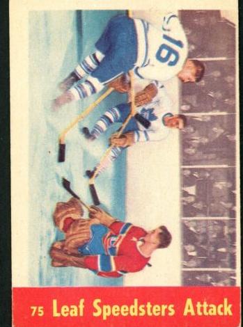 1955 Parkhurst Hockey Leaf Speedsters Attack #75