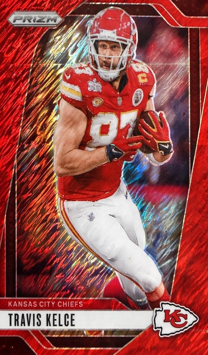 2024 Panini Prizm Football Red Shimmer Travis Kelce #140 PSA 10