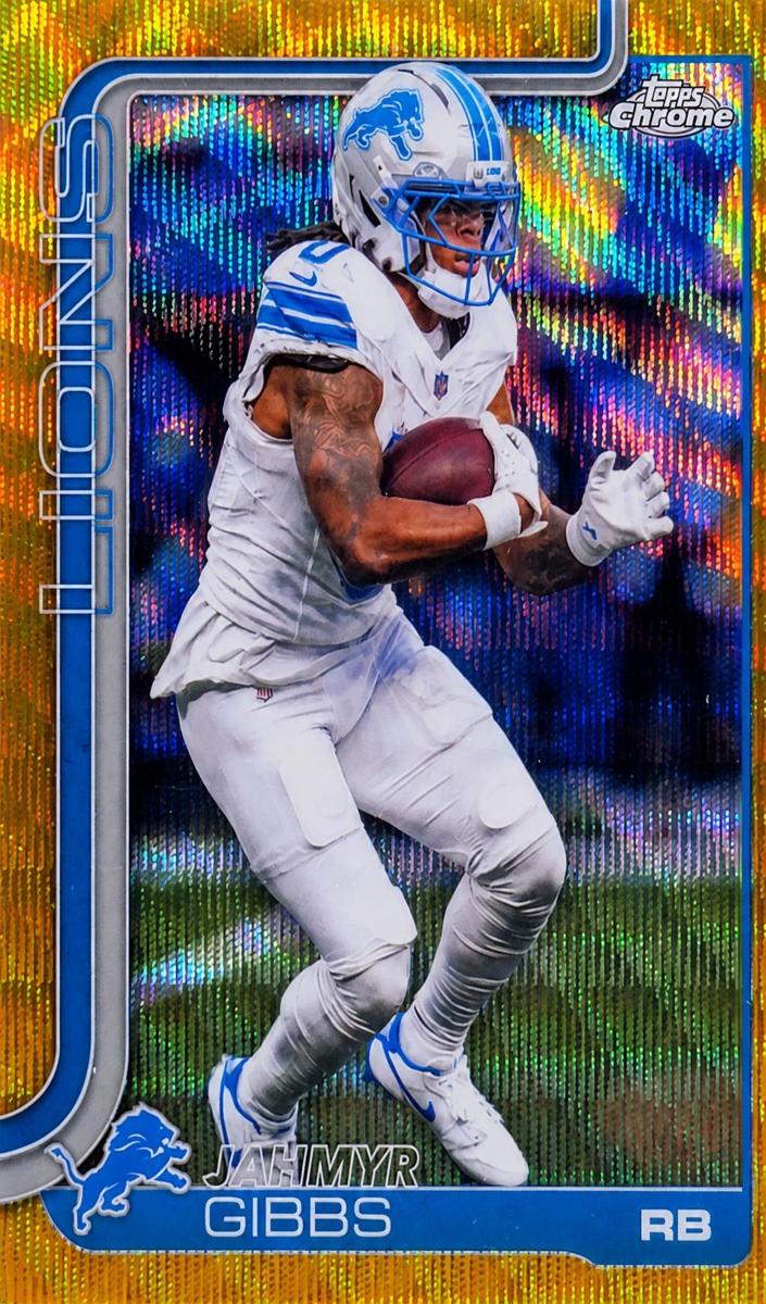 2025 Topps Chrome Football Gold Wave Refractor Jahmyr Gibbs #101