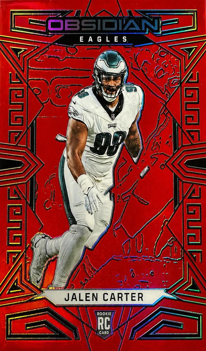 2023 Panini Obsidian Football Asia Electric Etch Red Flood Jalen Carter #179