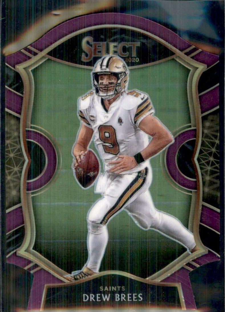 2020 Panini Select Football Purple Prizm Die-Cut Drew Brees #15