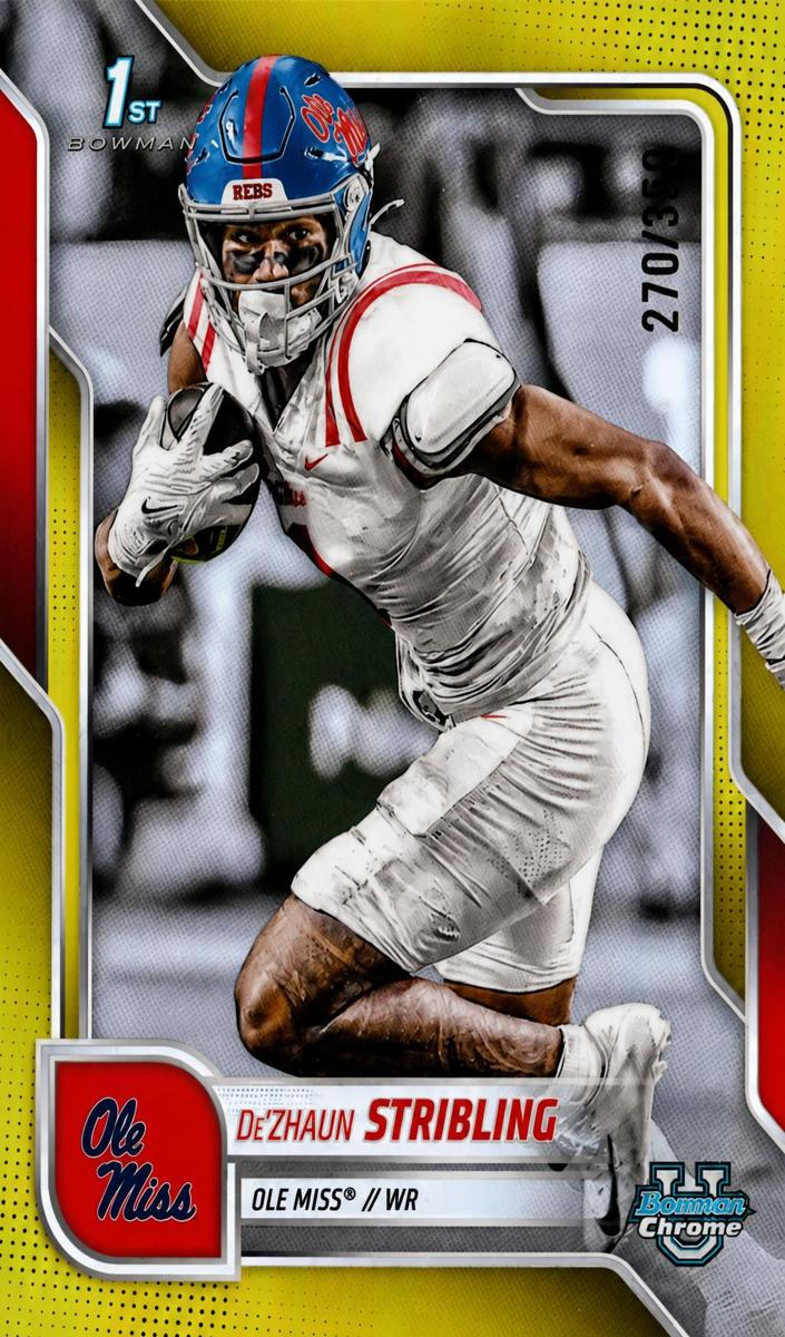 2025 Bowman Chrome University Football Yellow Refractor De'Zhaun Stribling #182