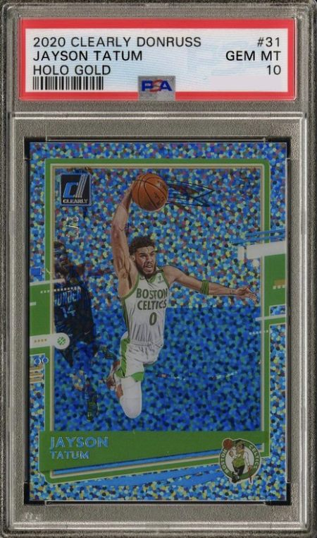 2020 Panini Clearly Donruss Basketball Holo Gold Jayson Tatum #31 PSA 9