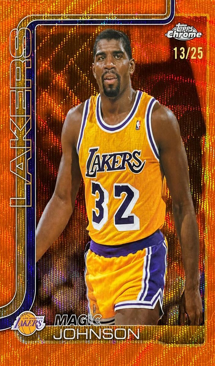 2025 Topps Chrome Basketball Orange Wave Refractor Magic Johnson #244