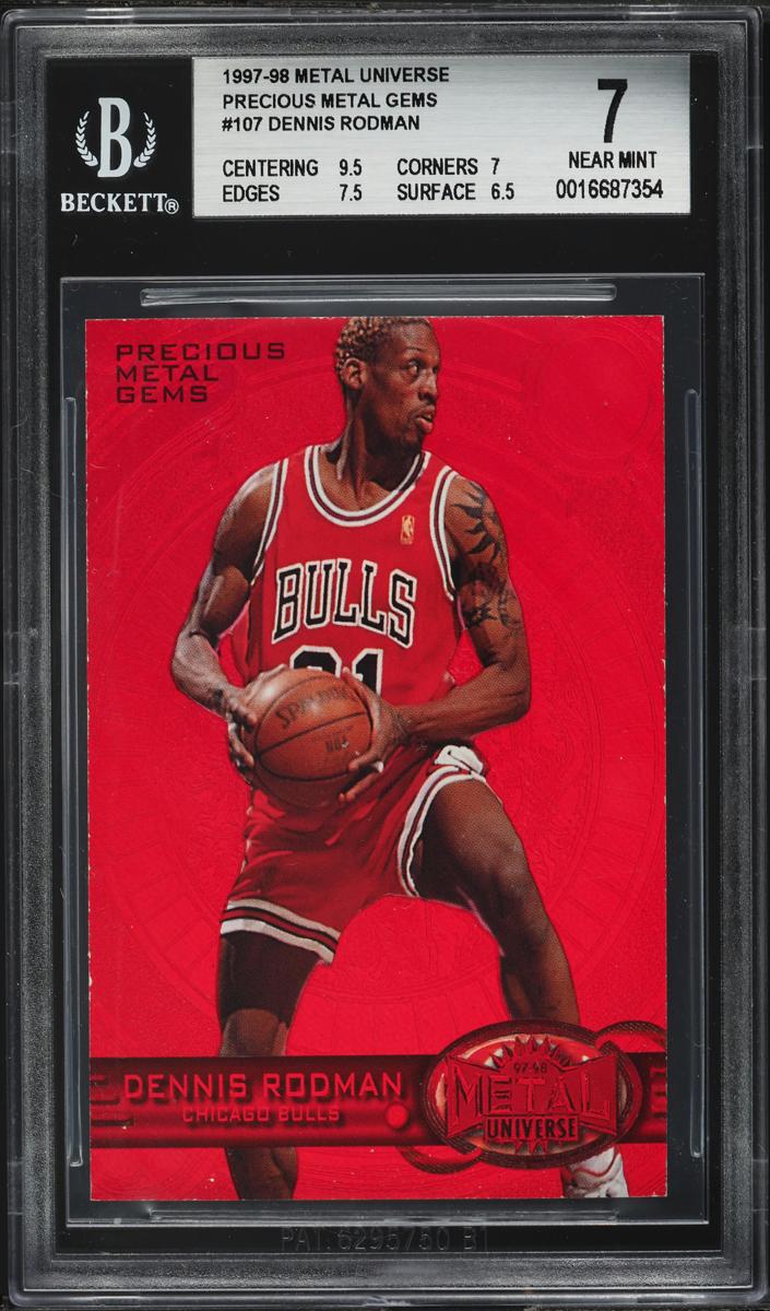 1997 Metal Universe Basketball Red Dennis Rodman #107 BGS 7