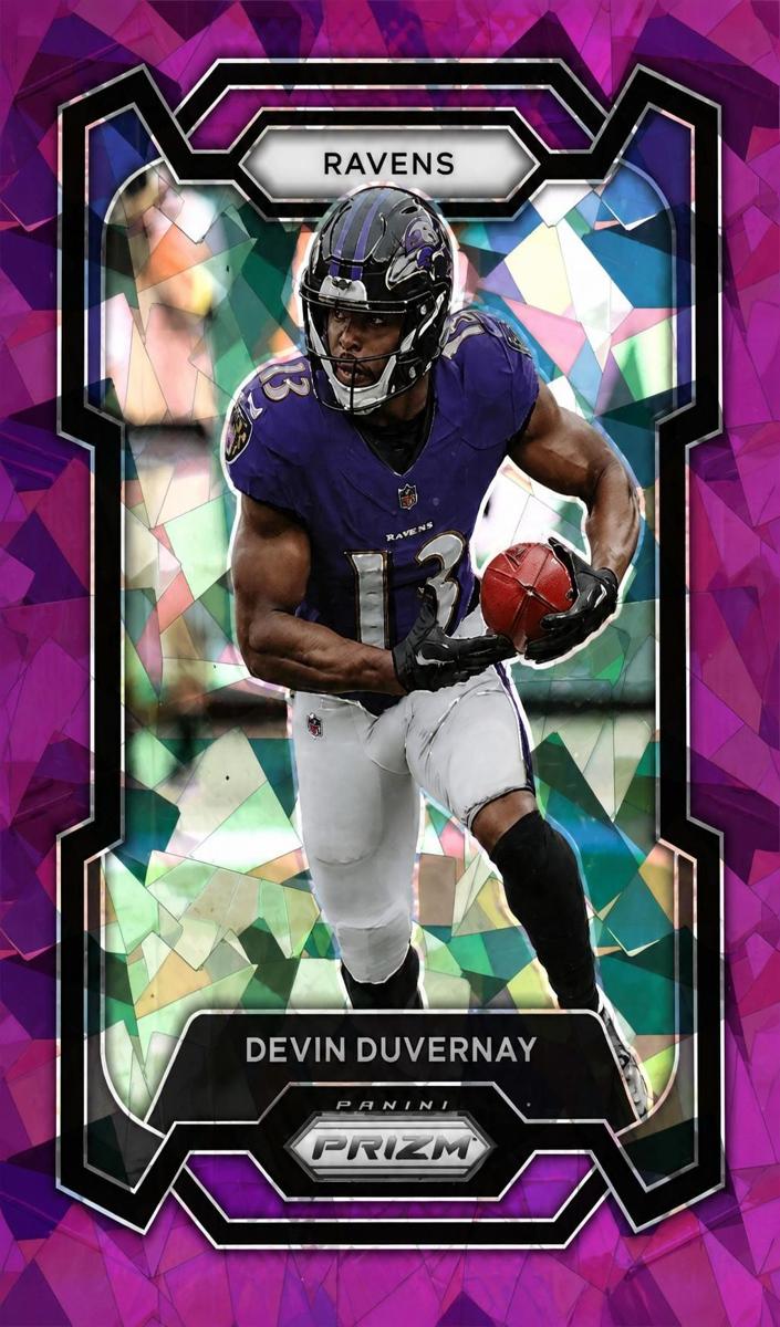 2023 Panini Prizm Football Purple Ice Devin Duvernay #23