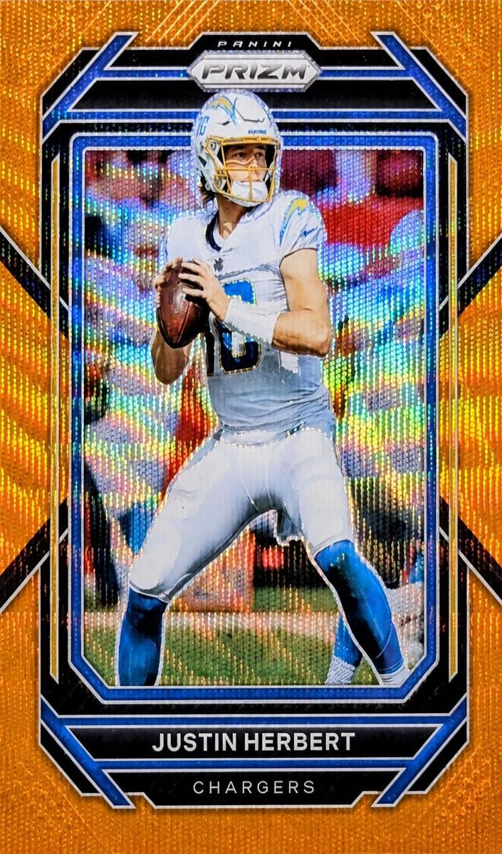 2023 Panini Prizm Football Orange Wave Justin Herbert #158 PSA 10