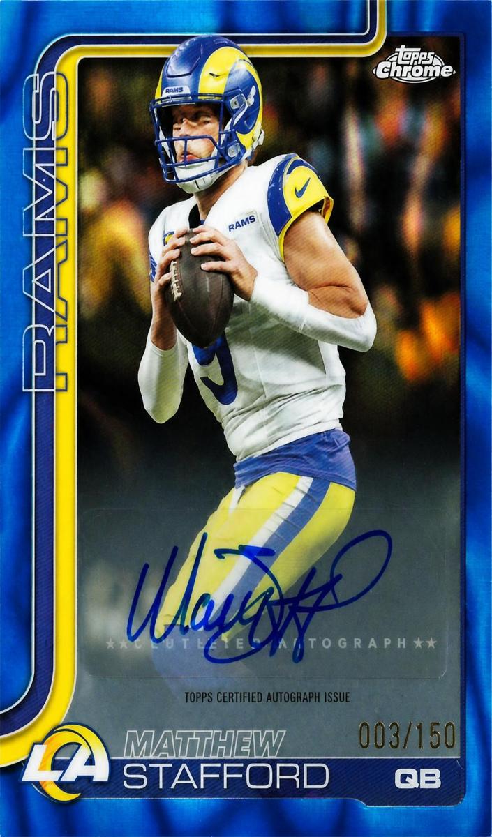 2025 Topps Chrome Football Blue Lava Refractor Matthew Stafford #BA-MS