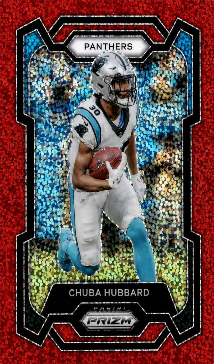 2023 Panini Prizm Football Red Sparkle Chuba Hubbard #40